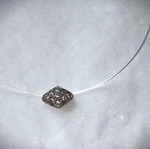 Μενταγιόν ασημένιο sterling silver 925 με ζιργκόνια και αόρατο κορδόνι καινούργιο minimal