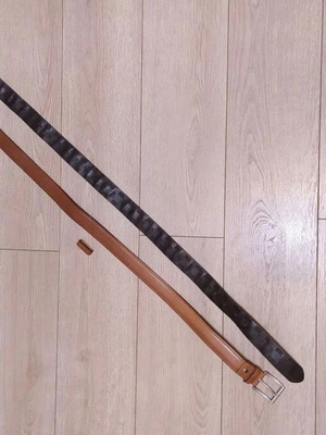 Two pairs of belts like new, brown and black, 125 cm