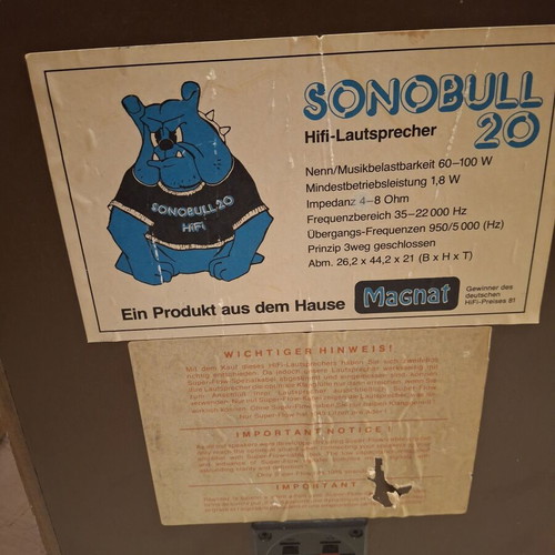 Sonobull Magnat floor speakers used, 60-100W, 4-8 Ohm