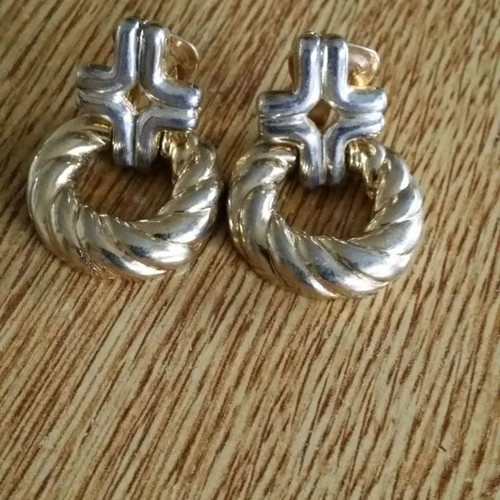 Vintage 90's earrings with clips used, gold and silver