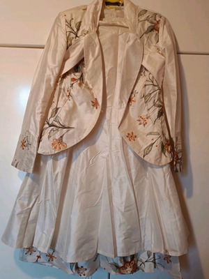 Space Set Jacket Skirt Vintage Size Large 100% Silk Excellent