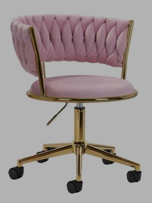 Πολυθρόνα Γραφείου Velvet Pink με Χρυσή Βάση σαν καινούργιο