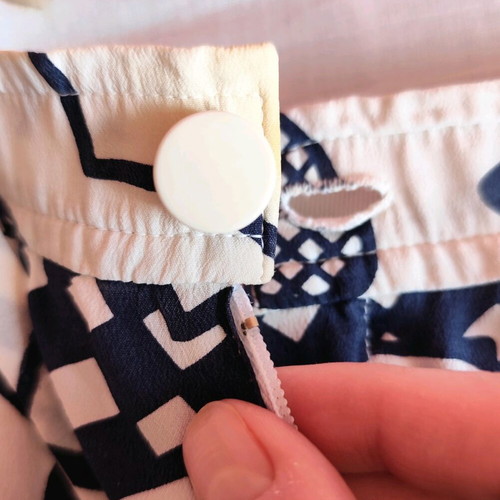 Vintage handmade silk shorts 80s, like new, white and blue