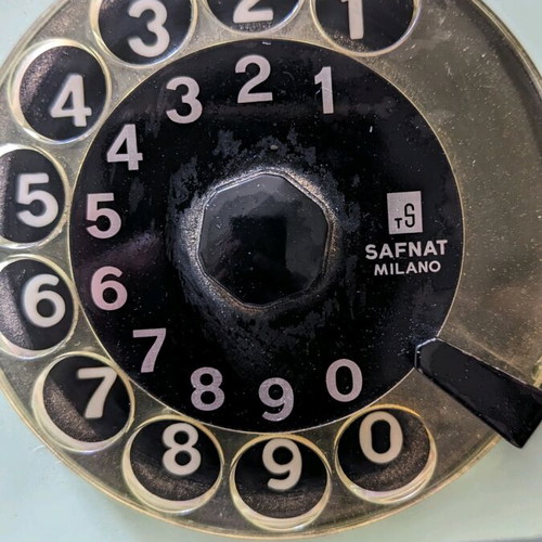 Safnat Milano vintage telephone used, bakelite turquoise 1979