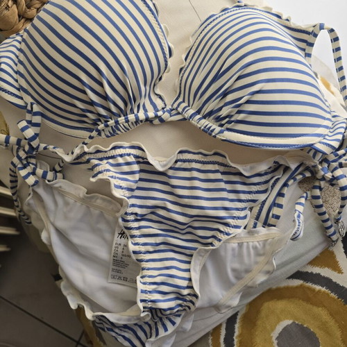 H&M bikini used, white and blue, size S