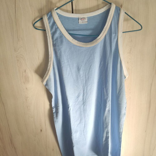 Vintage Unisex Ringer Tank Top turquoise with white trim, like new, size L/M