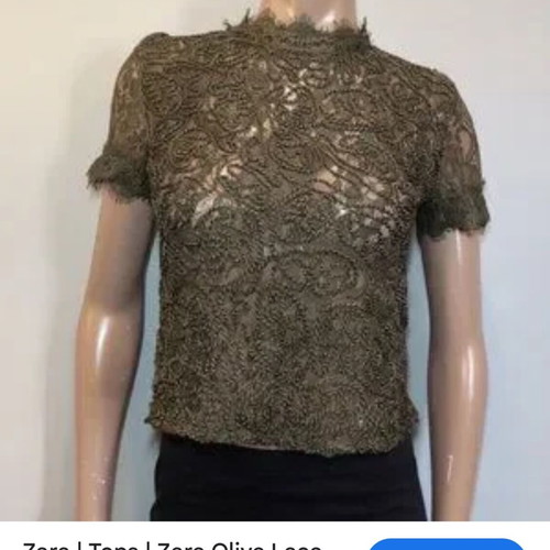 Zara lace top khaki like new with back zipper size S
