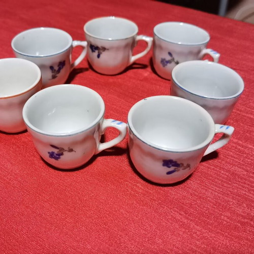 Set of cups and jug for mulled rakia used, 16 pieces