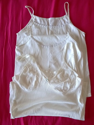 Cotton camisoles pack of 3 used, medium, white with floral details