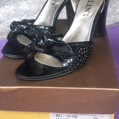 Rollini classic sandals used size 39 black with thick heel