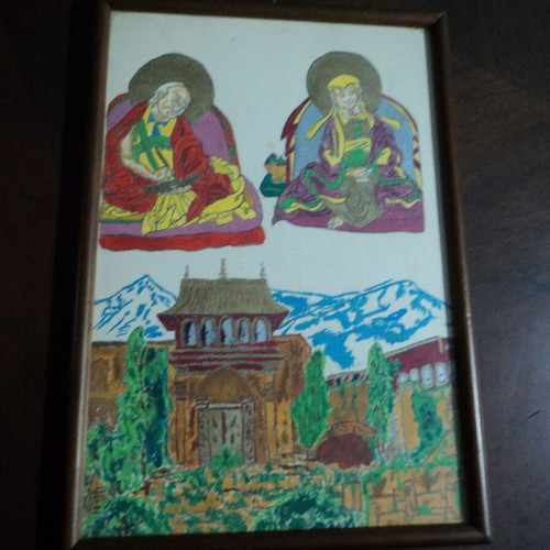 Spiritualism in Tibet Watercolor in Frame with Glass used