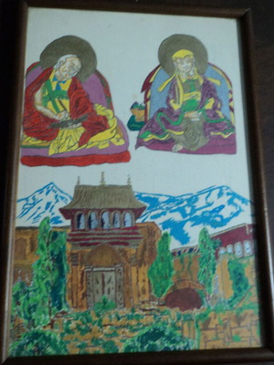 Spiritualism in Tibet Watercolor in Frame with Glass used