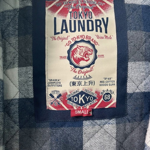 Tokyo Laundry men's winter cardigan coat, size S, blue and white
