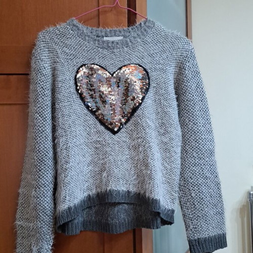 Winter blouse like new with reversible sequins, black and gray