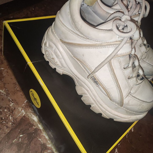 Buffalo platform shoes used, white, size 38