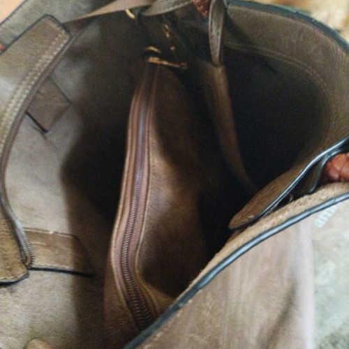 Shoulder bag set with two matching pouches like new, brown