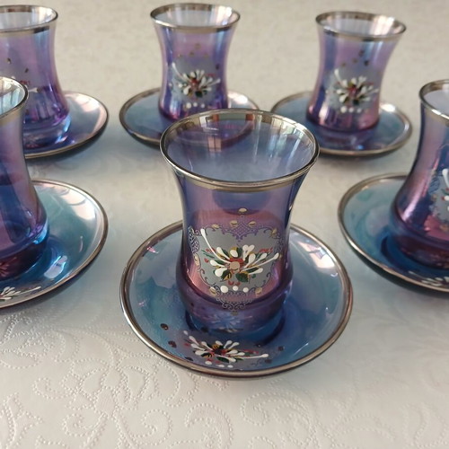 Tea Glasses Set of 6 from Constantinople iridescent, like new