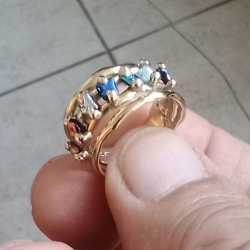 925 silver ring with multicolor dichroic glass, handmade, size 57