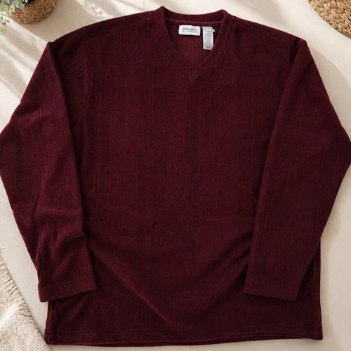 Men's burgundy shirt size L like new, soft warm fabric