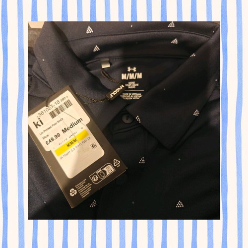 Under Armour Men's Printed Polo Shirt new, size M, blue