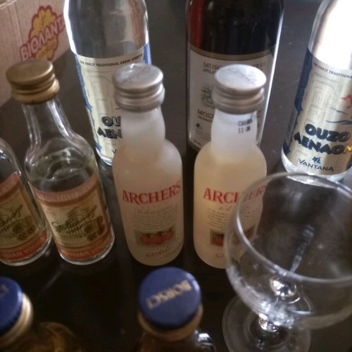 Set of 19 very old mini drinks new, sealed with two new mini glasses