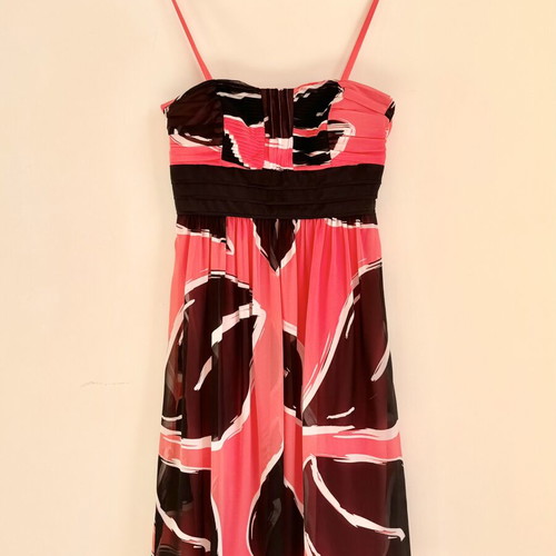 Alain Manoukian Y2K Strapless Spaghetti Straps Cocktail Dress S Pink Black