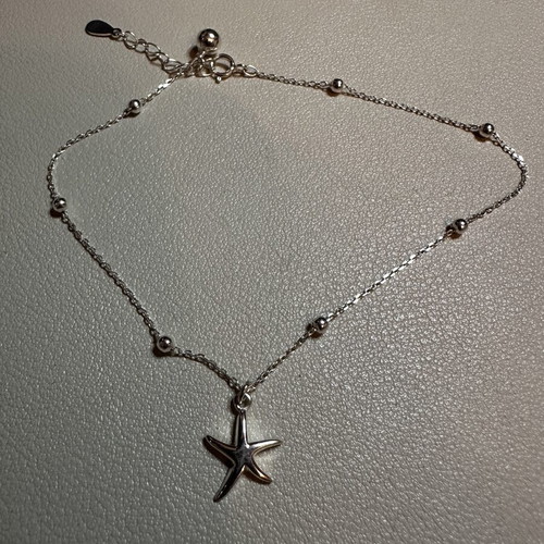 Sterling silver anklet 925 new with bell and starfish charms