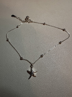 Sterling silver anklet 925 new with bell and starfish charms