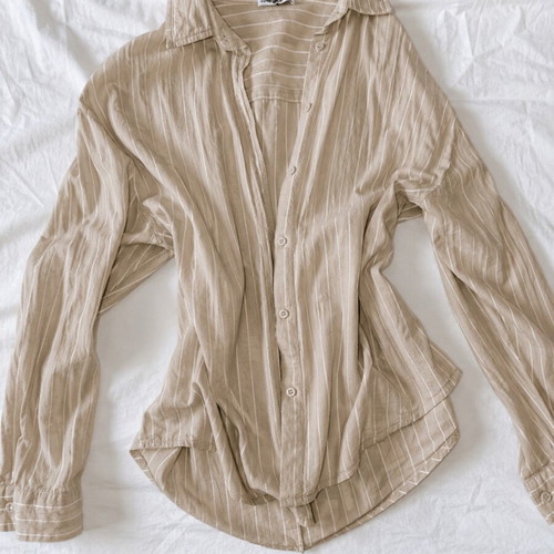 House oversized striped shirt size S linen blend beige used