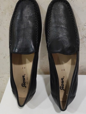 Women's leather moccasins, black, size 39.5-40