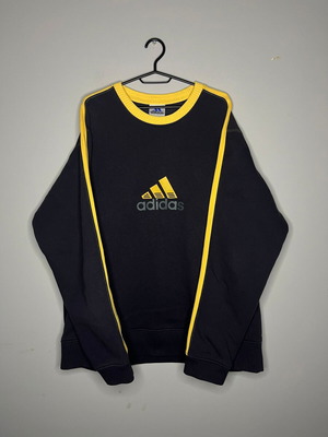 Adidas Vintage 00s Embroidered Sweatshirt ανδρική μπλούζα σαν καινούργια, XL, μπλε και μαύρο