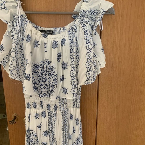 Long dress like new, blue and white