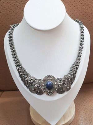 Silver 925 necklace used with lapis stone handmade vintage