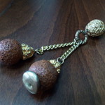 Lava stone pendant used, gold and brown talisman necklace