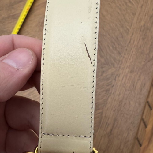 Leather belt used white with gold buckle Genny