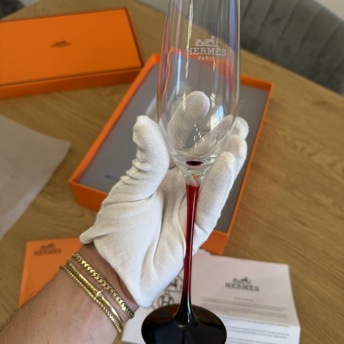Hermes Flutes Champagne Glasses Set for Two New