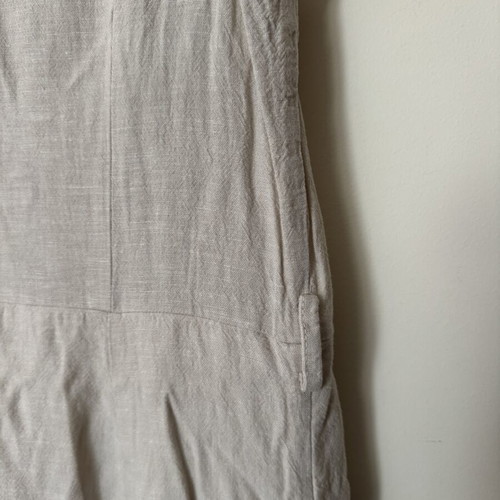 Desiree long linen dress like new, beige, maxi length with buttons