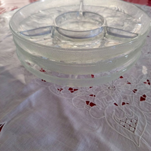 Vintage glass serving trays set of 3, heavy glass, like new, 26 cm