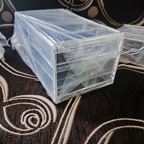 Set of 3 transparent jewelry boxes new with 3 drawers, 3 compartments and box