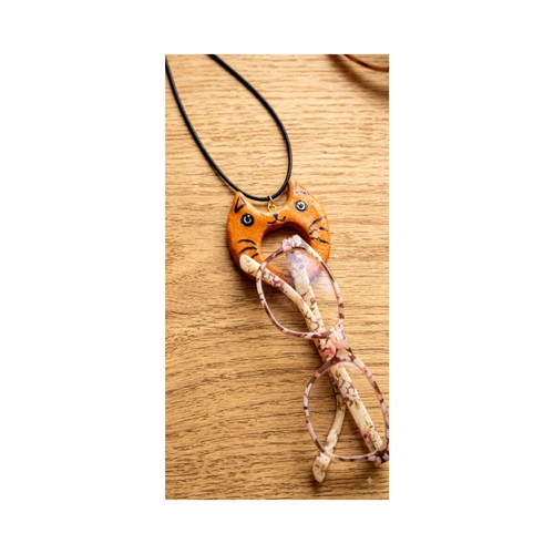 Handmade ceramic cat design necklace glasses holder