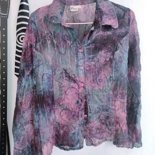Vintage Etam Whimsigoth Fairy Shirt size S 36 with sequins and glitter