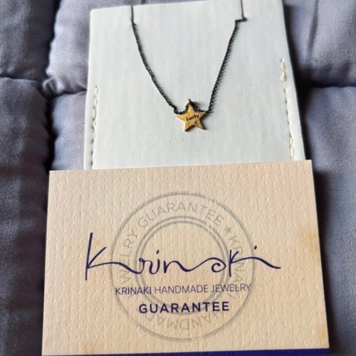 Necklace with 14K yellow gold motif and diamond, silver chain