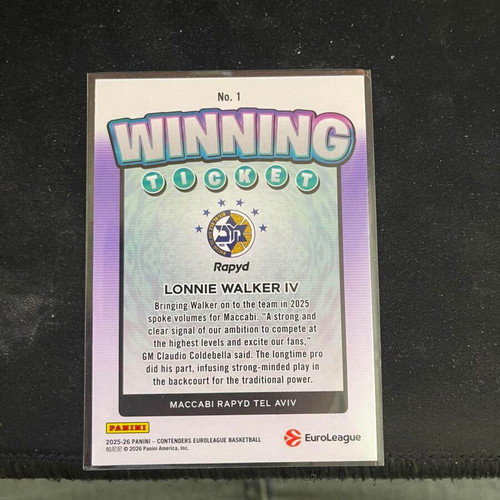 Winning Ticket Lonnie Walker IV Euroleague Contenders 2025-26 like new