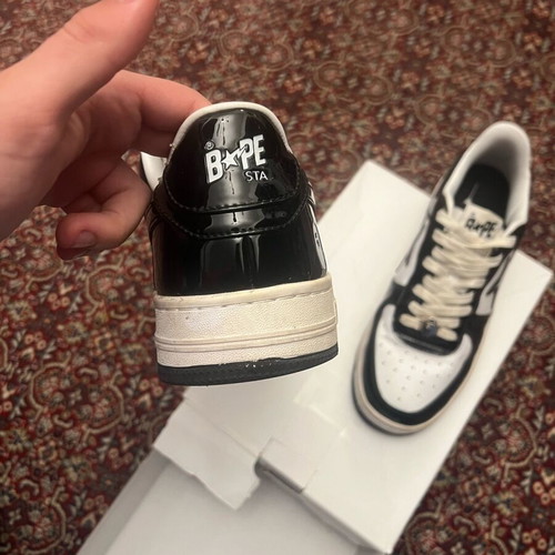 Bapesta black and white leather shoes used, size 45