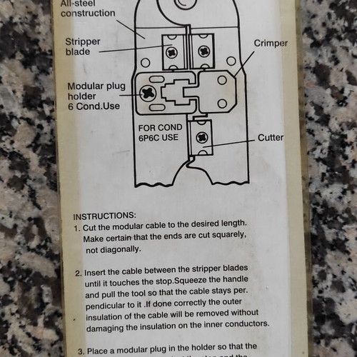 Telephone press for 6p phone plug, cutter and stripper, new