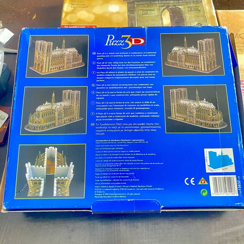 3D Puzzle Set with Eiffel Tower, Paris, and Notre Dame Models, New