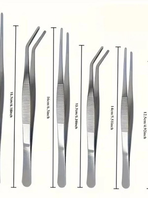 Stainless Steel Tweezers Set of 6 new, precision and anti-slip