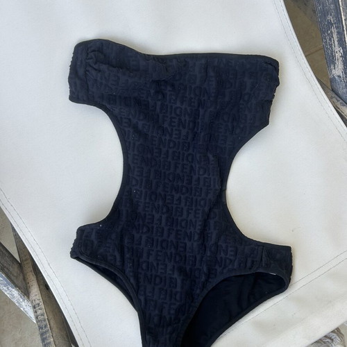 Fendi one-piece swimsuit with cutouts and terry fabric, black