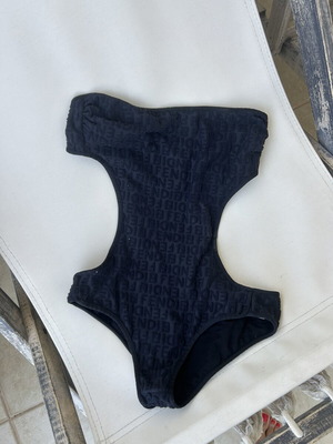 Fendi one-piece swimsuit with cutouts and terry fabric, black