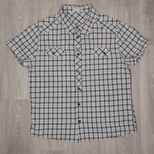 Tex men's short-sleeve shirt size XL like new, gray and white plaid